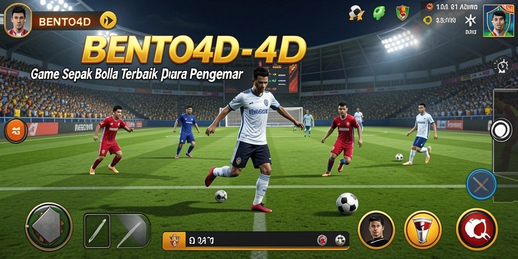 Tangkapan layar BENTO4D menampilkan pertandingan sepak bola yang mendebarkan.