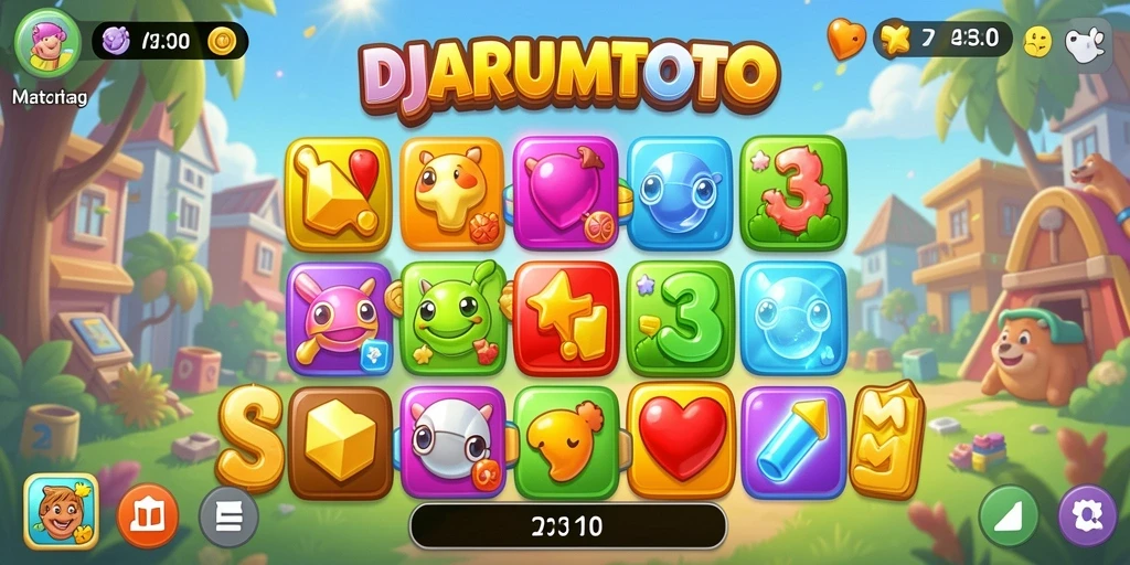 Tampilan gameplay menarik dari DJARUMTOTO dengan elemen Match-3 yang seru.