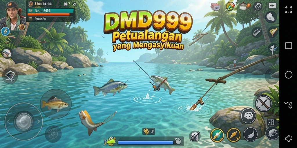 Screenshot DMD999 menampilkan gameplay memancing yang realistis dan menarik.