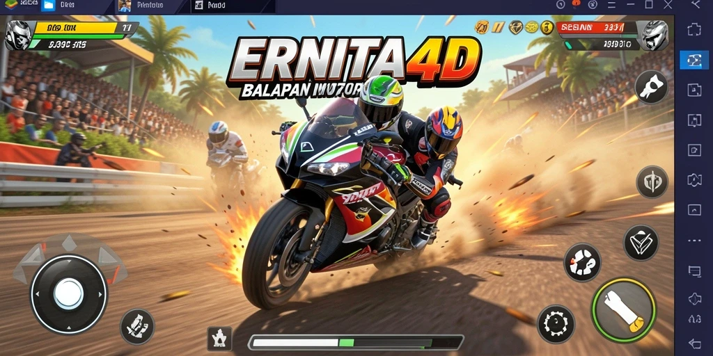 Tampilan gameplay seru dengan balapan motor yang cepat dan mendebarkan.
