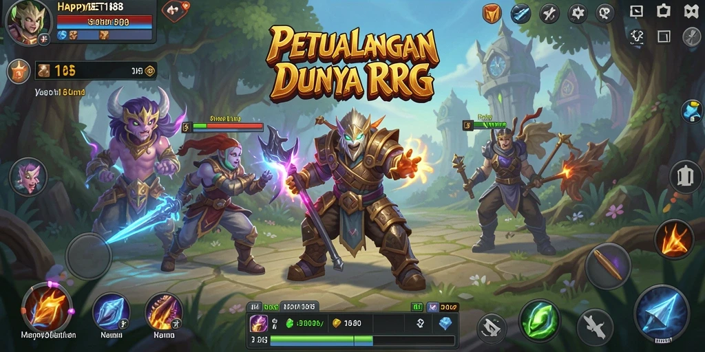 Screenshot gameplay RPG dari HAPPYBET188 yang menunjukkan petualangan seru.