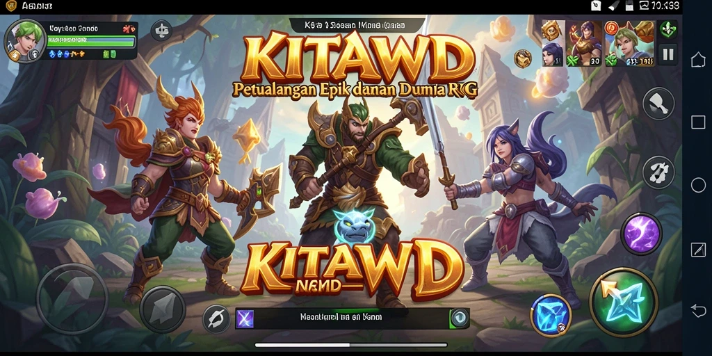 Screenshot gameplay KITAWD menampilkan aksi pertarungan seru dan interaksi karakter.