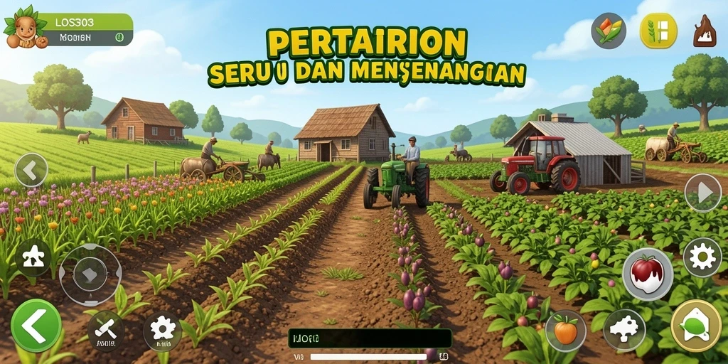 Tampilan gameplay LOS303 yang menunjukkan aktivitas bertani yang seru.