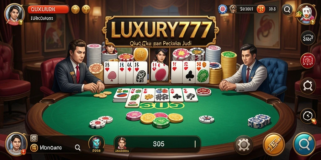 Screenshot gameplay LUXURY777 menunjukkan aksi seru dalam QiuQiu.