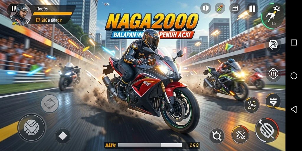 Screenshot menunjukkan balapan seru di trek NAGA2000.