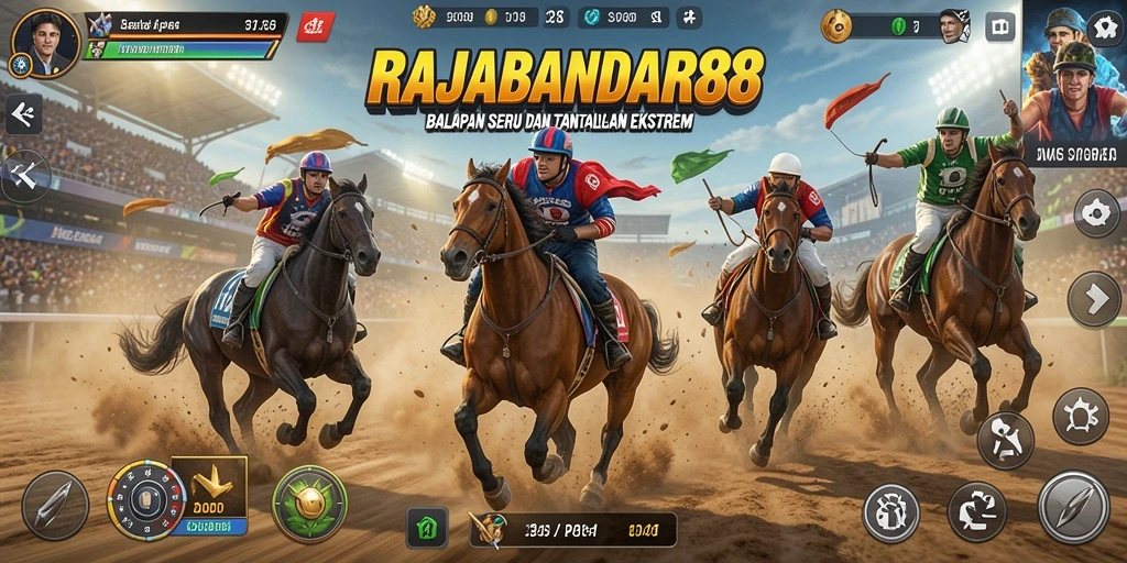 Tampilan gameplay RAJABANDAR88 dengan aksi balapan yang seru.