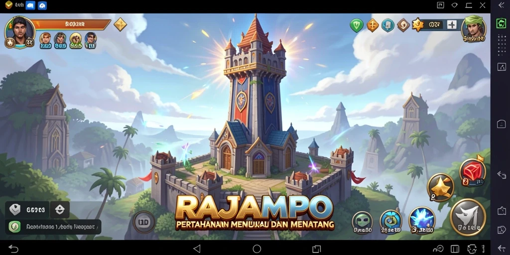 Tampilan gameplay seru dan strategi menara yang menantang di RAJAMPO.