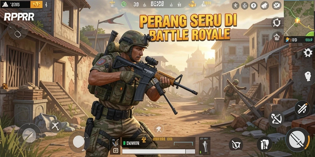Tangkapan layar gameplay RPRR dengan aksi pertarungan intens di medan perang.